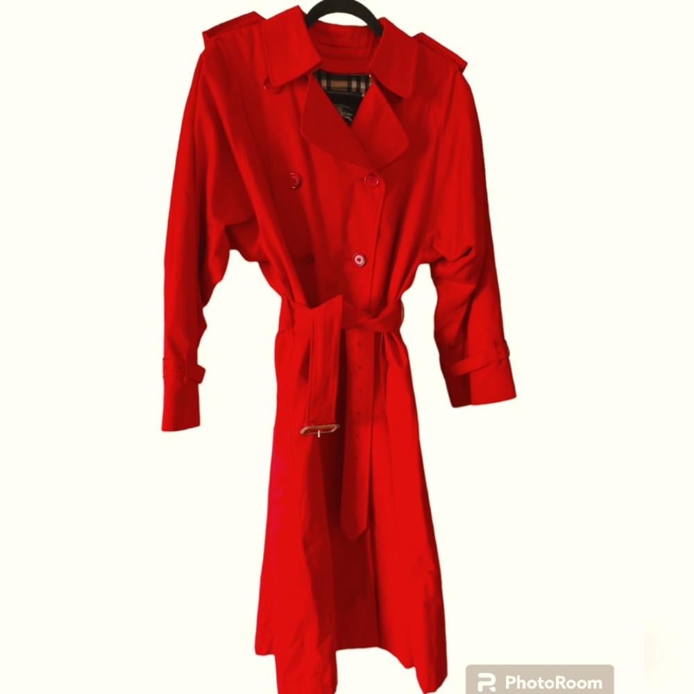 Vintage burberry red trench coat size 10 x-lng women's